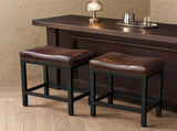 24 Inch Saddle Bar Stool Set of 2 PU Leather Counter Stools with Steel Frame and Footrest, Brown 75183791