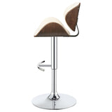 ZUN Ecru and Chrome Adjustable Bar Stool B062P153492