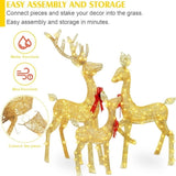 5ft 3-Piece Lighted Christmas Deer Family Set, Large Outdoor Yard Reindeer Holiday 86789814