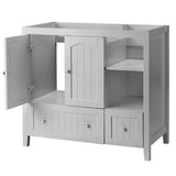 Grey MDF Lacquered Double Door & 2-Drawer Bathroom Vanity Cabinet with Decorative Molding 06351228