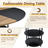 47.3-inch diameter modern splicing circular dining table - double-layer storage, wood and black W1151P268732
