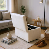Beige Corduroy Upholstered Storage Ottoman Black Round Rubber Feet 634343cm, Hidden Storage 19934584