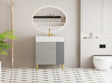 21.6" Open-shelving Bathroom Vanity with Ceramic Sink and Soft-Closing Door, Cloakroom Open Shelf 91739193