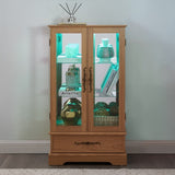 Lighted Glass Curio Display Cabinet with Adjustable Shelves - 2 Doors, 1 Drawer, LEDs, Elegant W1758P290020