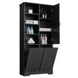 ZUN Bathroom Storage Cabinet with Doors and Drawers, Tilt-Out Laundry Hamper, Multiple Storage Space, N725P208543B