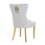 Simba Gold 2 Piece Dinning Chair Finish with Velvet Fabric in Light Gray 659436316324