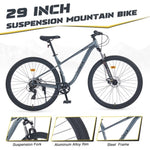 ZUN 29 Inch Wheels 8 Speed Mountain Bike, for Men Women Boys and Girls, Front Suspension, Steel Frame W1019P225381