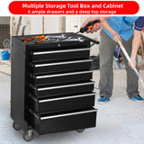 6-Drawer Rolling Tool Chest Cabinet, Large Capacity Metal Tool Box with Wheels and Locking, Roll 09095142
