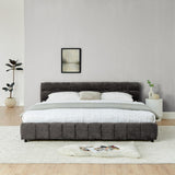 King Size Upholstered Bed ,comfortable upholstered bed frame, Chenille fabric, with headboard and W487P235314