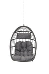 ZUN Outdoor Garden Rattan Egg Swing Chair Hanging Chair Wood W874107307