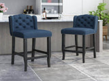 Vienna Contemporary Fabric Tufted Wingback 31 Inch Counter Stools, Set of 2, Navy Blue N780P523553B
