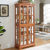 Curio Display Cabinet, Antique Display Cabinet with Glass Doors Adjustable Shelves for Collectibles W2275P292662