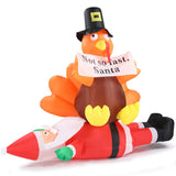 4.9 FT Lighted Christmas Inflatable Decoration, Inflatable Turkey Sitting on Santa Claus, Funny Blow 44323211