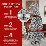 5FT Flocked Christmas Tree 407 Tips Artificial Plant with 150 Warm White Lights Sturdy Metal Stand 36299344