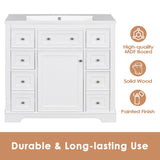 36" Bathroom Vanity without Sink, Cabinet Base Only, One Cabinet and Six Drawers, White WF306253AAK