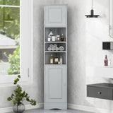 Multi-Functional Corner Cabinet Tall Bathroom Storage Cabinet with Two Doors and Adjustable Shelves, WF530911AAE