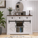 ZUN Farmhouse Buffet Cabinet with Storage and Sliding Door,Sideboard with 3 Drawers, 2 Doors Adjustable W760P214394