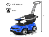 3-in-1 Kids Ride On Push Car for 12-36 Months Removable Handle Anti-Roll Board Horn Music Blue 58900807