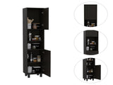Thorndike 2-Shelf Rectangle Pantry Cabinet Black Wengue B06280432