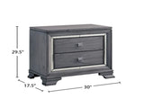 2 Drawers Wooden Nightstand with Mirror Trim, Light Gray B016P251572