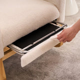 LY-5104 Beige White Accent Rocking Chair with Footrest High Back Rubber Wood Rocking Legs Bedroom W2231P292976