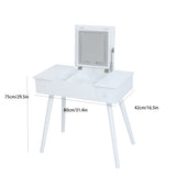 Vanity Desk Set with LED Lighted Mirror & Power Outlet, Flip Top Makeup Vanity Table with Drawers & W2837P197840