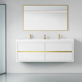 60" Wall-Mounted Bathroom Vanity with Sink, Floating Bathroom Storage Cabinet with Stone Resin W1573P211176