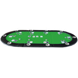 ZUN Folding Poker Table Top for 10 Players Tri-Fold Texas Holdem Blackjack Casino Game Tabletop Green W2748P223057