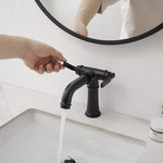 ZUN Industrial Pipe-Style Bathroom Faucet Black 2-Handle Vanity Mixer Tap Pop-Up Drain Included W1920P254901