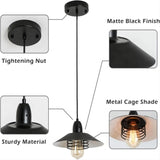 Farmhouse Vintage Pendant Light Black Fixture Pendant Lights with Spring Frame Adjustable Metal T3177P284004
