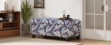 Luxury Storage Ottoman with Floral Patterned Fabric, Soft-Close Hinges, Multi-Functional Footrest & N767P257582L