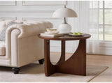 19.68" Round End Table, Rubberwood Accent Side Table for Living Room, Walnut 88267429