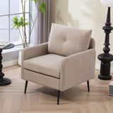 Accent Chair With Metal Black Legs,Comfy Chenille Club Fabric Armchair,Single Sofa Chair for Living W3042P262913