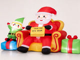 7.2 FT Inflatable Christmas Sitting Santa on Sofa with Elf & Gift Boxes, Built-in LED Lights Blow Up 20780674