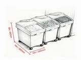 3-Pack 25L Large Rice Storage Container, Airtight Dog Food Dispenser Bin with Wheels & 3 Scoops, 15843585