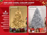 8 FT Pre-lit Artificial Christmas Tree, Hinged Xmas Pine Tree with 1350 Branch Tips, 500 Lights and 09538432