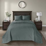 3 Piece Reversible Bedspread Set Balsam Green King B035P266674