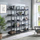 ZUN [VIDEO] 5 Tier Bookcase Home Office Open Bookshelf, Vintage Industrial Style Shelf with Metal Frame, 98594055
