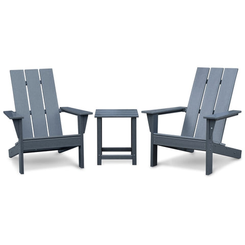 ZUN Outdoor Adirondack Chair Set of 2 and Table Set,HDPE All-weather Fire Pit Chair, Ergonomic Design W1889140911
