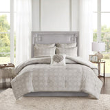 6 Piece Embroidered Cotton Reversible Comforter Set Ivory King/Cal King B035128873