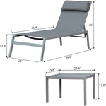 ZUN Patio Chaise Lounge Set, 3 Pieces Adjustable Backrest Pool Lounge Chairs Steel Textilene Sunbathing W1859109867