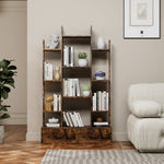 ZUN Bookshelf with 2 Drawers, Industrial Freestanding Open Display Shelving, Vintage Open Bookcase, 12 W578P207921