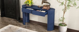 TREXM Entryway Table with Fluted Design, Modern Console Table with Storage, Oval Top and 2 Drawers N715P233435M