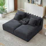 Compressible double chaise lounge with cupholders - No Assembly Required, Fluffy Modern Sleeper W2339P346393