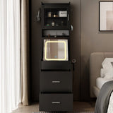 Small Vanity Desk with Mirror and LED Lights, Makeup Table with Charging Station and Storage Shelves 85611937