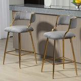 ZUN SET OF 2,26'' Counter height bar stools Corduroy kitchen island counter bar stool with back,golden W2215P195292