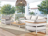 Rhodes 29" Upholstered Teak & Aluminum Patio Arm Chair Birch Gray Chenille B2719P321037