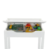 Flip Top Kids Table and Chair Set, Wood Activity Table Set with Storage Space for Arts Crafts, White 50422470