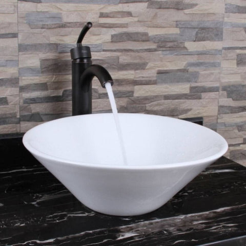 ZUN Ceramic Round Above Counter White Bathroom Sink Art Basin W99969283