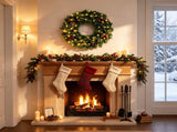 24in Pre-Lit Christmas Wreath with 50 Warm White LED Lights, 10 Natural Pine Cones, 143 Branch Tips, 28992933